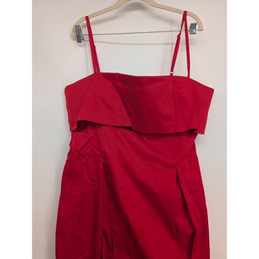 NWT By Anthropologie Sleeveless Foldover Knee-Length Dress Size XL Red MB435 - Picture 4 of 9
